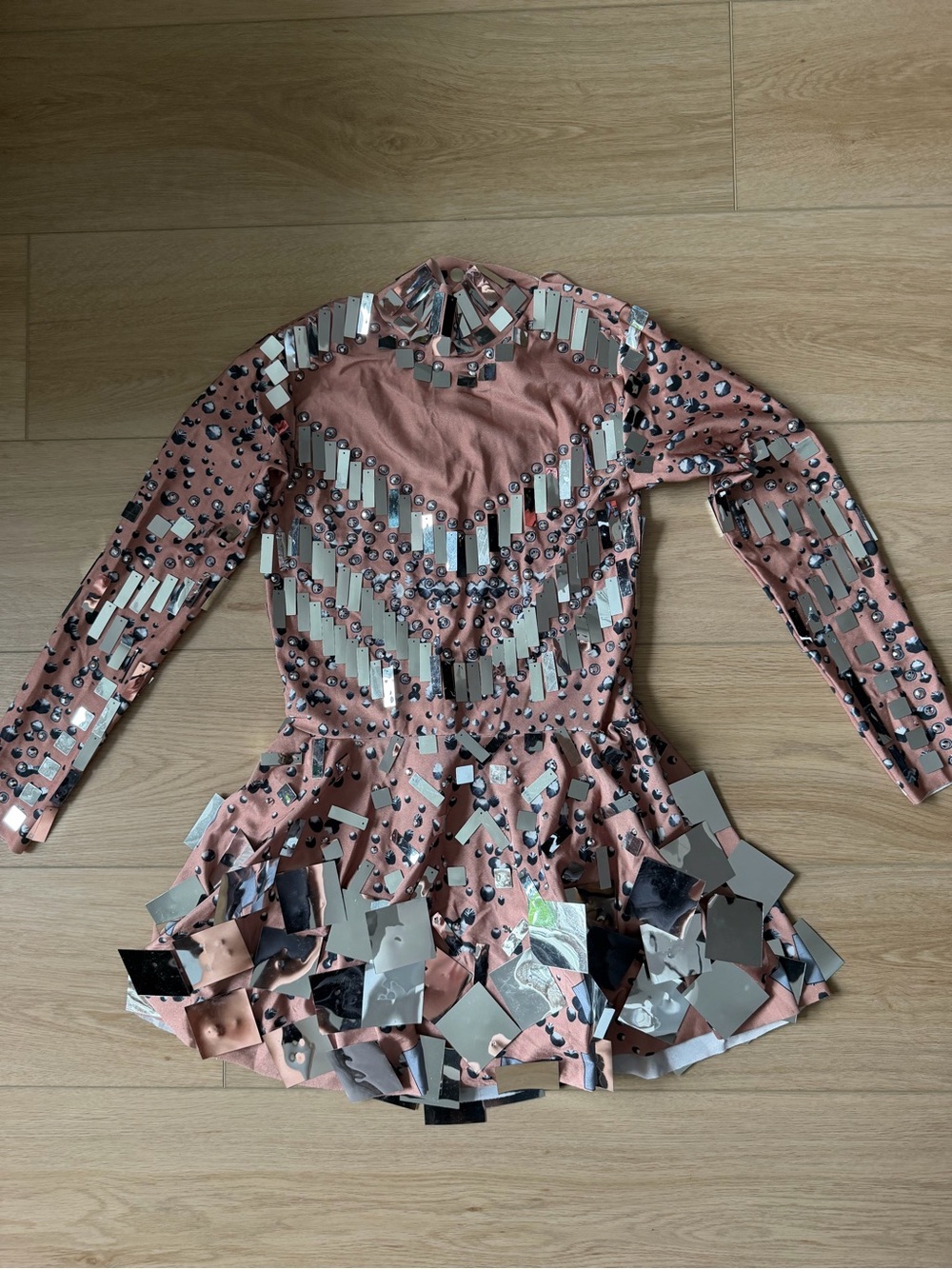 Festival Rave Silver Sequin Mirror Dress